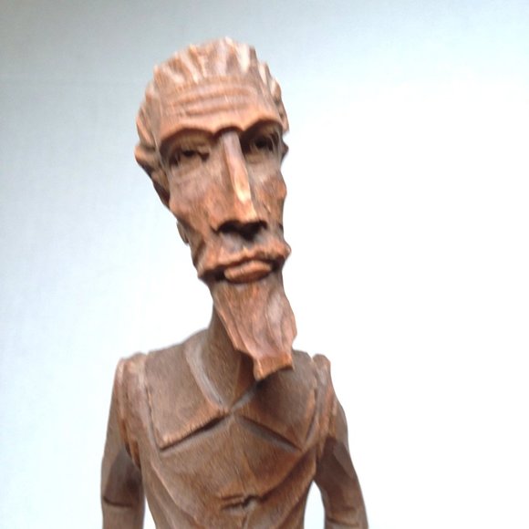 Vtg Hand Carved Wood Figures Don Quixote & Sancho Panza Charachter Books Spain - Picture 2 of 13